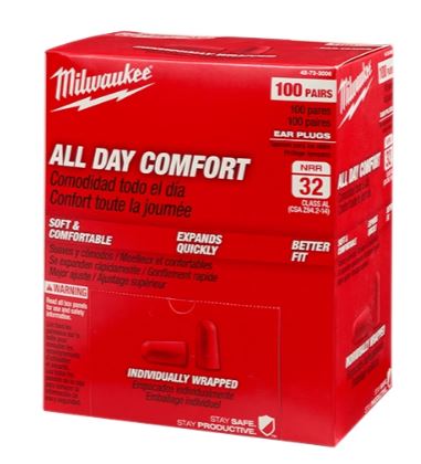 MILWAUKEE EAR PLUGS - 100 pairs - box