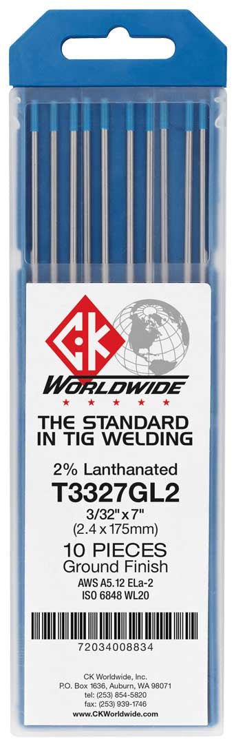 CK Worldwide 2% Lanthanated Tungsten Electrode (BLUE) - (10 PK)